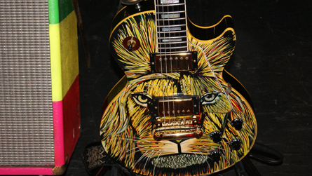 Stephen Marley's guitar. Photo by Leon Laing.
